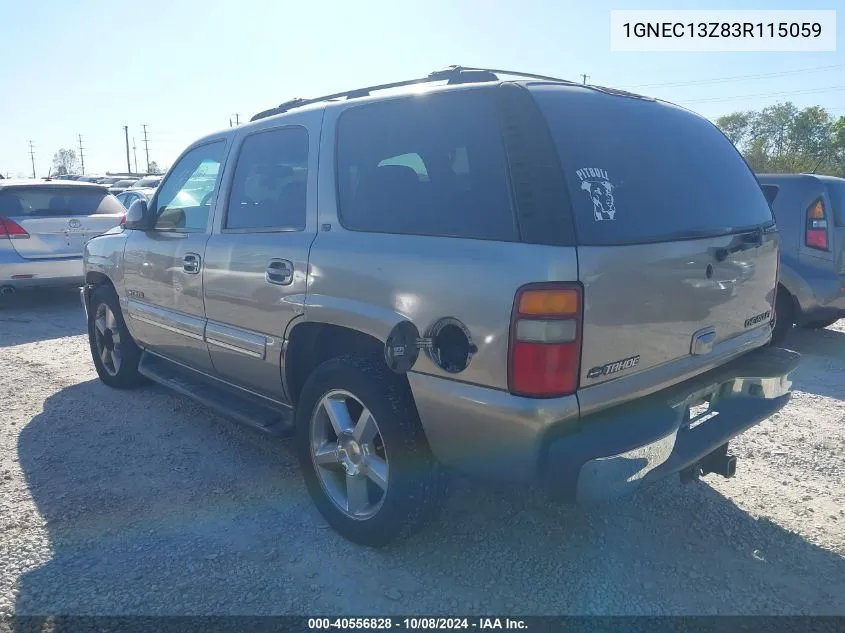 2003 Chevrolet Tahoe Lt VIN: 1GNEC13Z83R115059 Lot: 40556828