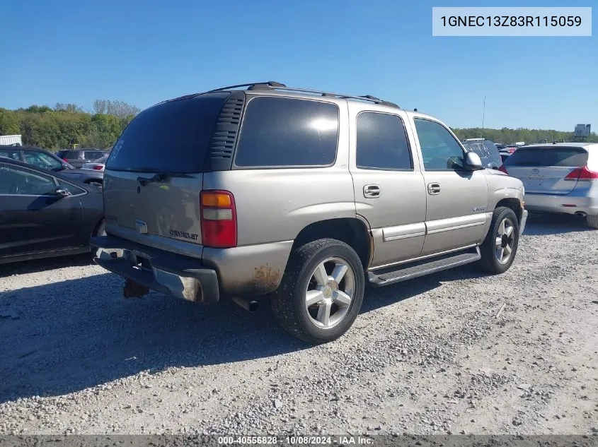 2003 Chevrolet Tahoe Lt VIN: 1GNEC13Z83R115059 Lot: 40556828