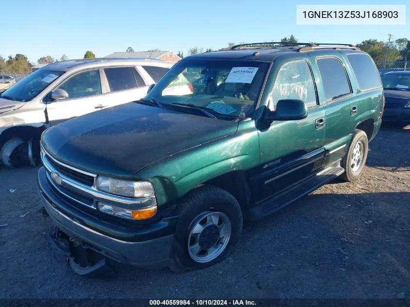 2003 Chevrolet Tahoe Lt VIN: 1GNEK13Z53J168903 Lot: 40559984