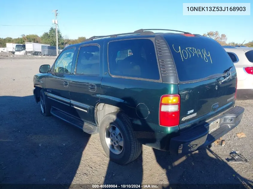 2003 Chevrolet Tahoe Lt VIN: 1GNEK13Z53J168903 Lot: 40559984