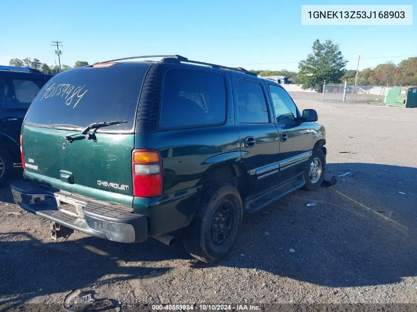 2003 Chevrolet Tahoe Lt VIN: 1GNEK13Z53J168903 Lot: 40559984