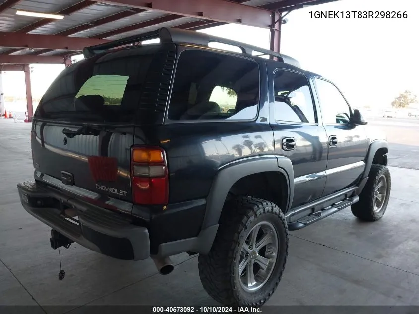 2003 Chevrolet Tahoe Z71 VIN: 1GNEK13T83R298266 Lot: 40573092