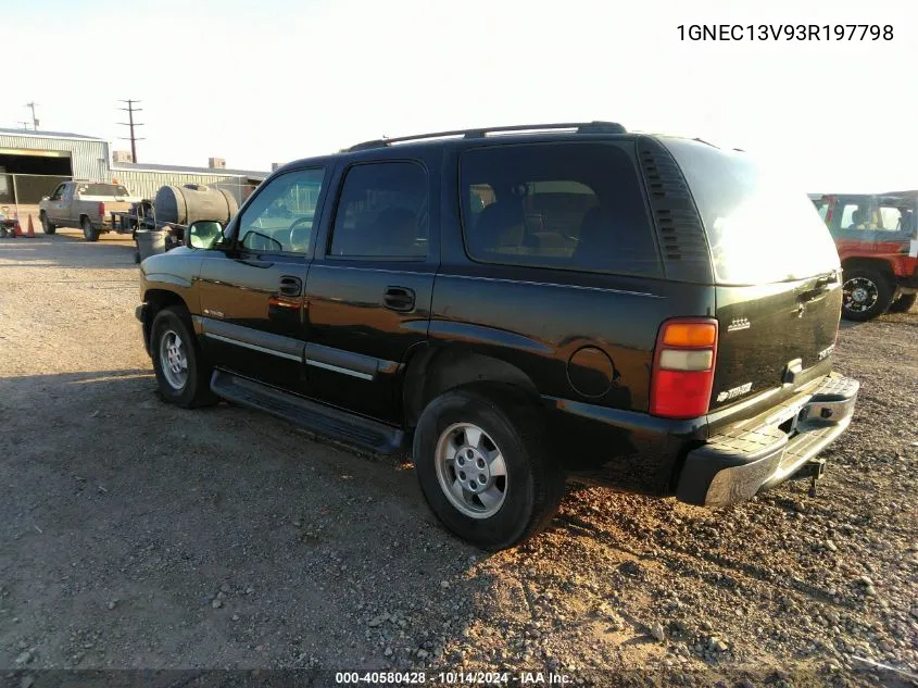 2003 Chevrolet Tahoe C1500 VIN: 1GNEC13V93R197798 Lot: 40580428