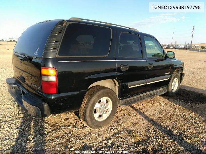 2003 Chevrolet Tahoe C1500 VIN: 1GNEC13V93R197798 Lot: 40580428