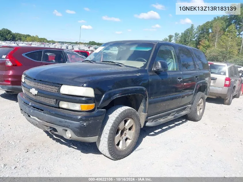 2003 Chevrolet Tahoe Z71 VIN: 1GNEK13Z13R183139 Lot: 40622105