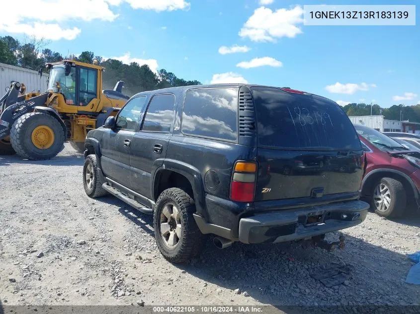 2003 Chevrolet Tahoe Z71 VIN: 1GNEK13Z13R183139 Lot: 40622105