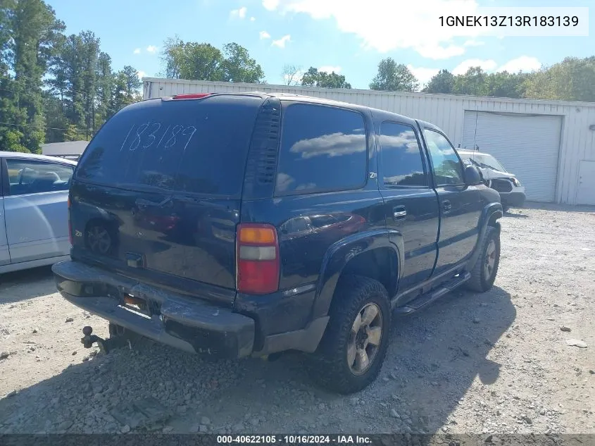 2003 Chevrolet Tahoe Z71 VIN: 1GNEK13Z13R183139 Lot: 40622105