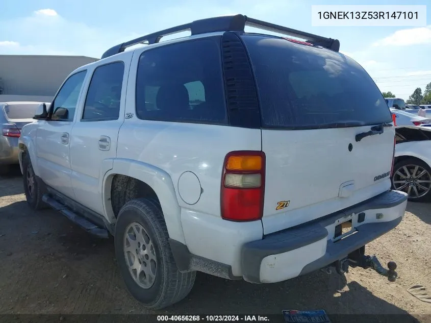 2003 Chevrolet Tahoe Z71 VIN: 1GNEK13Z53R147101 Lot: 40656268