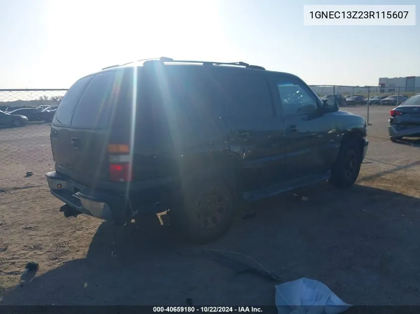 2003 Chevrolet Tahoe Lt VIN: 1GNEC13Z23R115607 Lot: 40659180