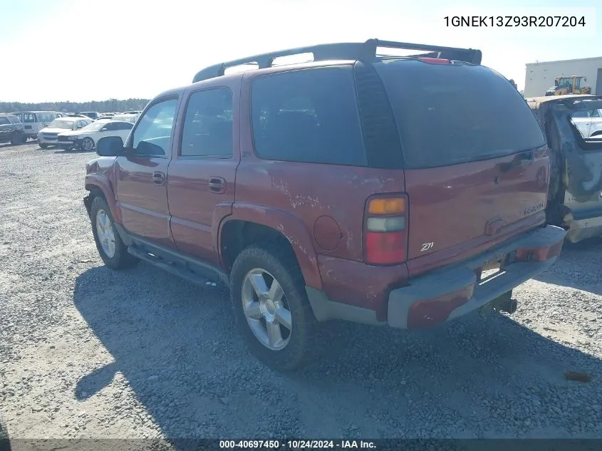 2003 Chevrolet Tahoe Z71 VIN: 1GNEK13Z93R207204 Lot: 40697450