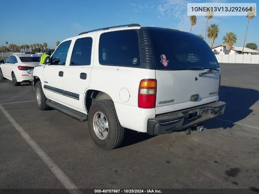 2003 Chevrolet Tahoe Ls VIN: 1GNEK13V13J292664 Lot: 40707667