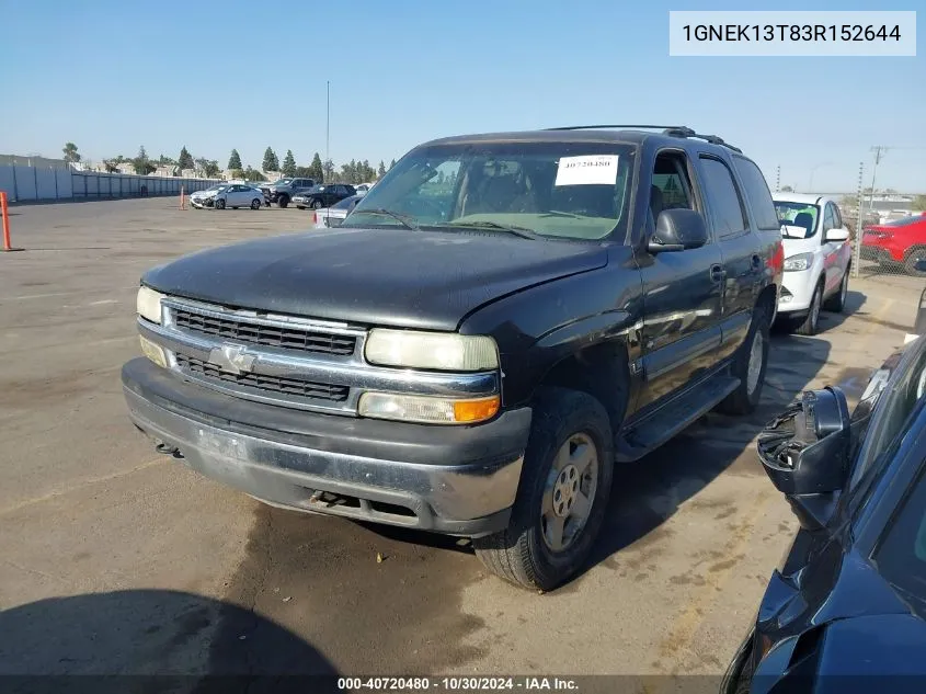 2003 Chevrolet Tahoe Ls VIN: 1GNEK13T83R152644 Lot: 40720480