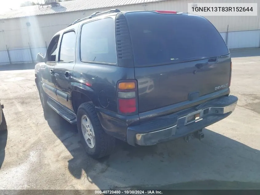 2003 Chevrolet Tahoe Ls VIN: 1GNEK13T83R152644 Lot: 40720480