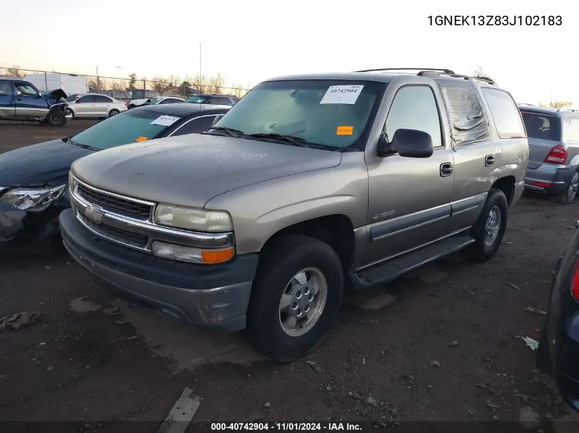 2003 Chevrolet Tahoe Ls VIN: 1GNEK13Z83J102183 Lot: 40742904