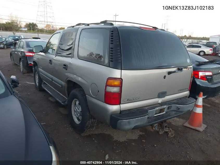 2003 Chevrolet Tahoe Ls VIN: 1GNEK13Z83J102183 Lot: 40742904