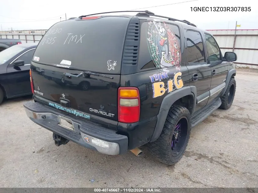 2003 Chevrolet Tahoe Lt VIN: 1GNEC13Z03R307835 Lot: 40745667