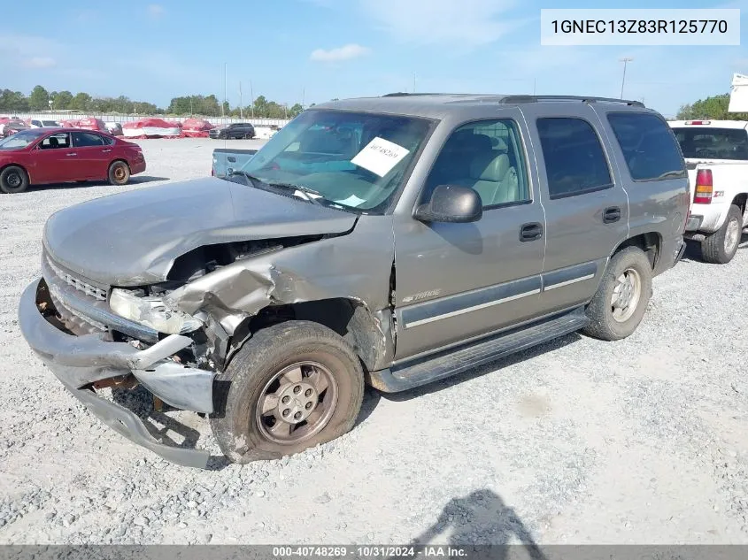 2003 Chevrolet Tahoe Ls VIN: 1GNEC13Z83R125770 Lot: 40748269