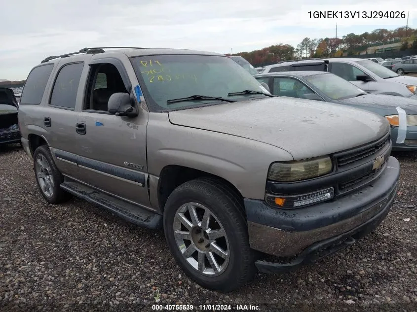 2003 Chevrolet Tahoe Ls VIN: 1GNEK13V13J294026 Lot: 40755539