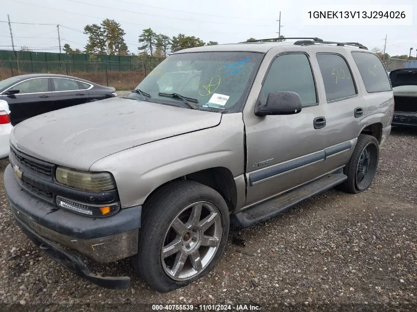 2003 Chevrolet Tahoe Ls VIN: 1GNEK13V13J294026 Lot: 40755539