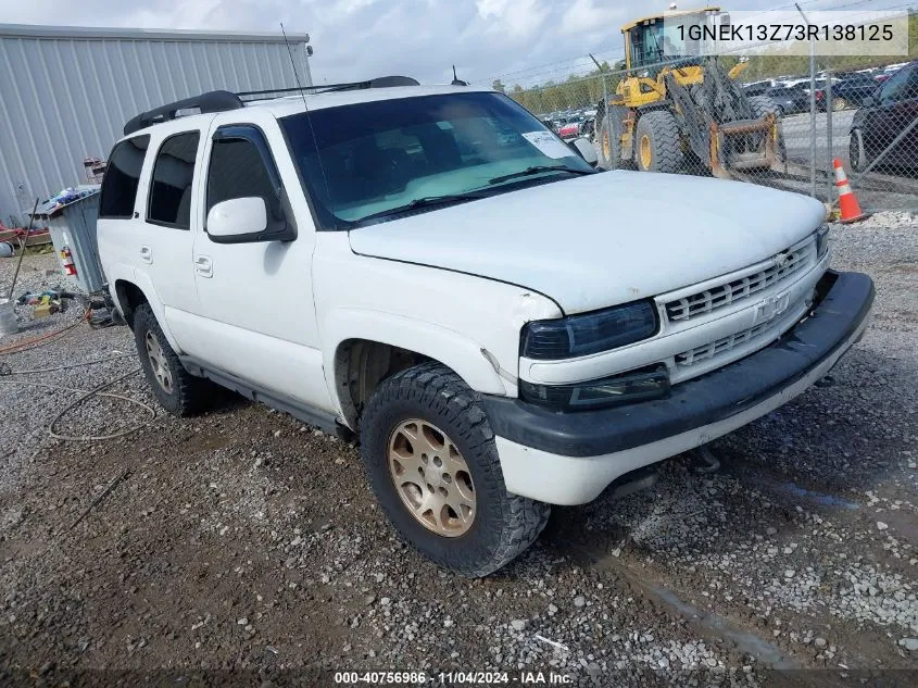 2003 Chevrolet Tahoe Z71 VIN: 1GNEK13Z73R138125 Lot: 40756986