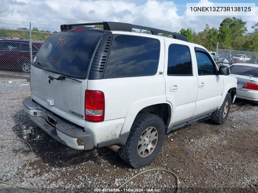 2003 Chevrolet Tahoe Z71 VIN: 1GNEK13Z73R138125 Lot: 40756986