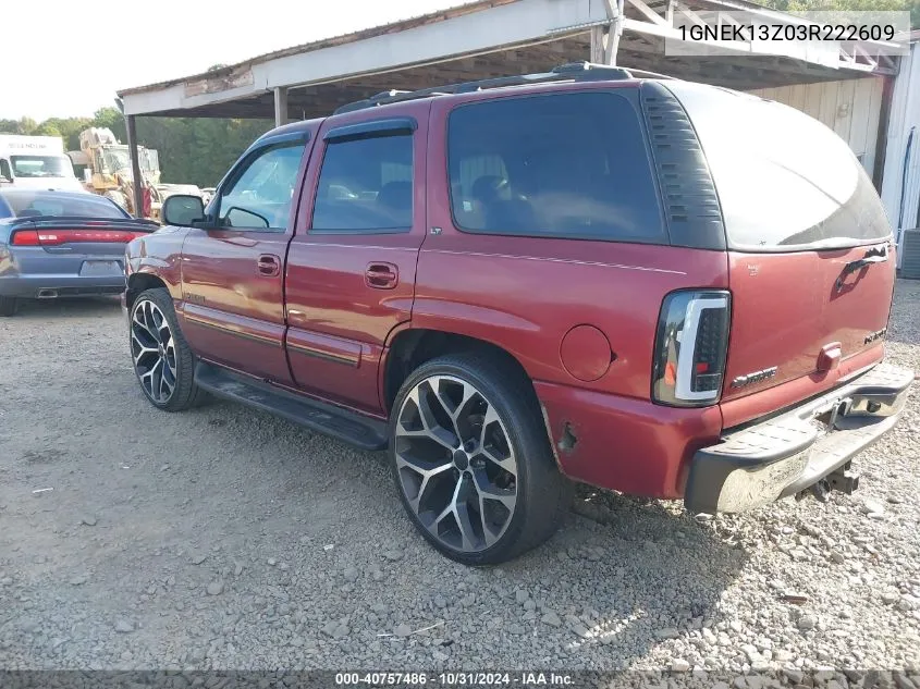 2003 Chevrolet Tahoe Lt VIN: 1GNEK13Z03R222609 Lot: 40757486