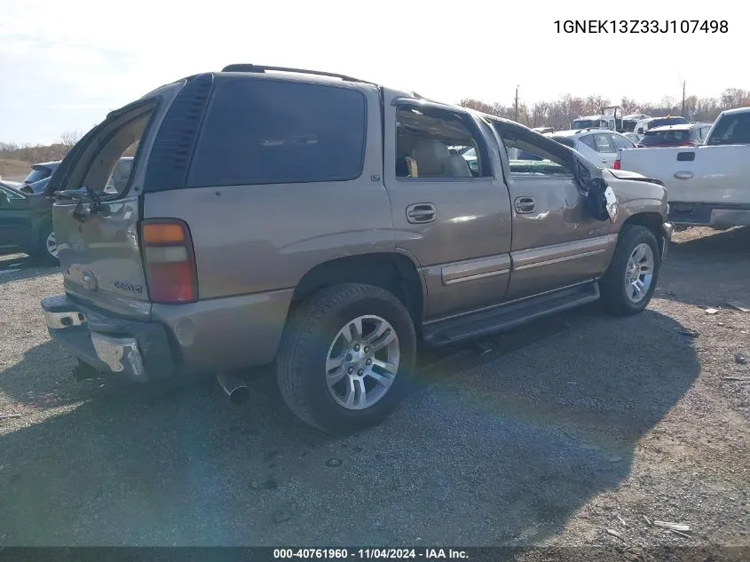 2003 Chevrolet Tahoe Lt VIN: 1GNEK13Z33J107498 Lot: 40761960