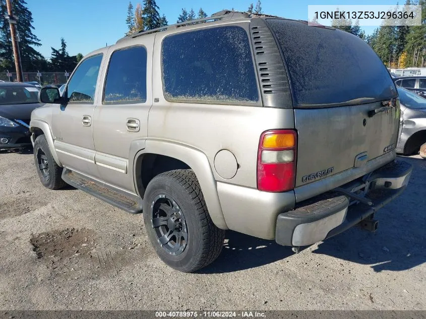 2003 Chevrolet Tahoe Lt VIN: 1GNEK13Z53J296364 Lot: 40789975