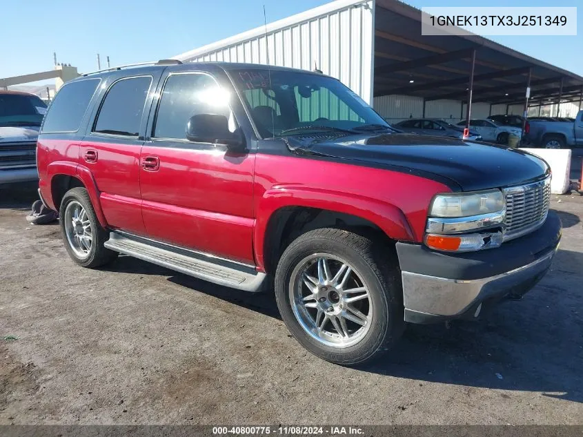 2003 Chevrolet Tahoe Lt VIN: 1GNEK13TX3J251349 Lot: 40800775