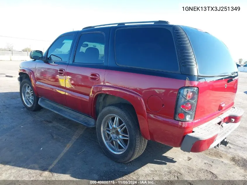 2003 Chevrolet Tahoe Lt VIN: 1GNEK13TX3J251349 Lot: 40800775