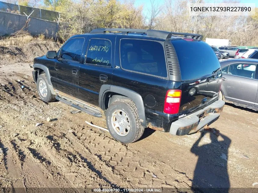 2003 Chevrolet Tahoe Z71 VIN: 1GNEK13Z93R227890 Lot: 40808790