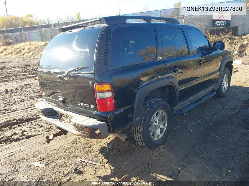 2003 Chevrolet Tahoe Z71 VIN: 1GNEK13Z93R227890 Lot: 40808790