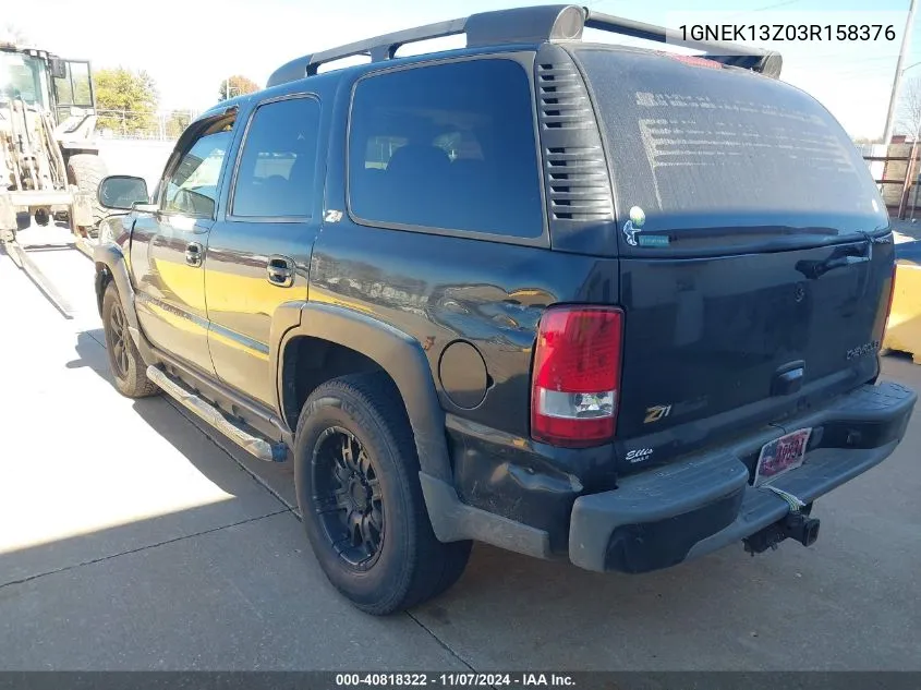 2003 Chevrolet Tahoe Z71 VIN: 1GNEK13Z03R158376 Lot: 40818322