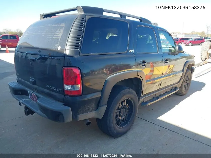 2003 Chevrolet Tahoe Z71 VIN: 1GNEK13Z03R158376 Lot: 40818322