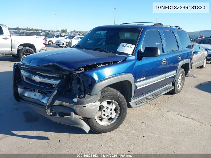 2003 Chevrolet Tahoe Ls VIN: 1GNEC13Z23R181820 Lot: 40825153