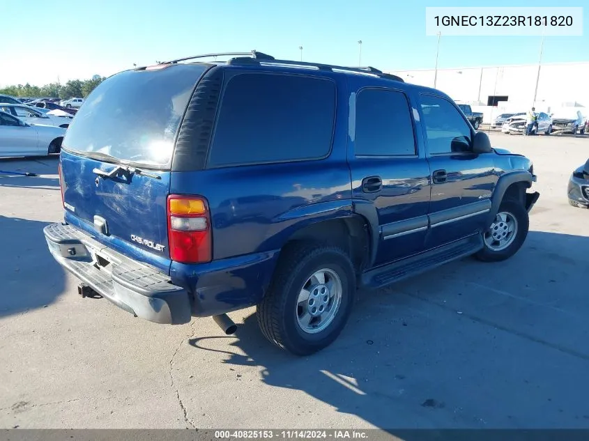 2003 Chevrolet Tahoe Ls VIN: 1GNEC13Z23R181820 Lot: 40825153