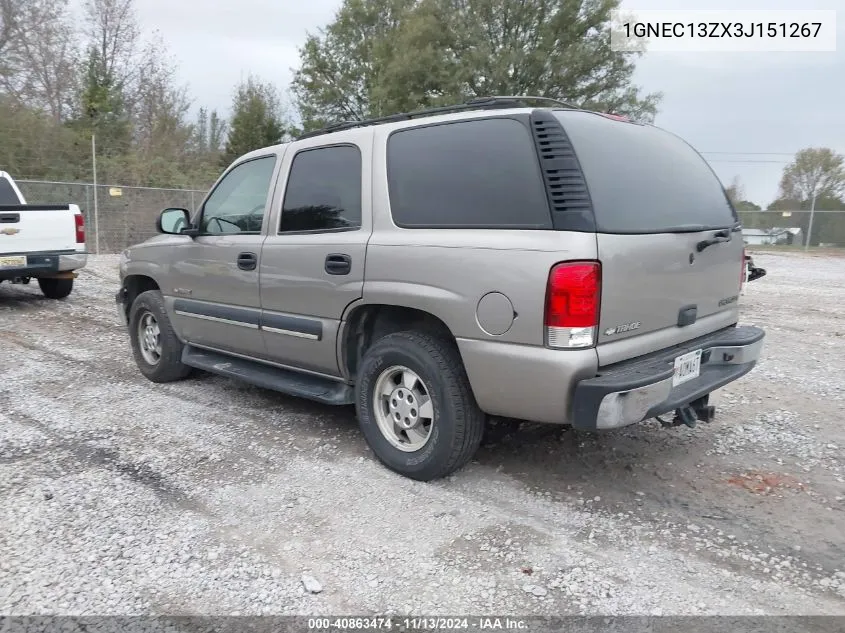 2003 Chevrolet Tahoe Ls VIN: 1GNEC13ZX3J151267 Lot: 40863474