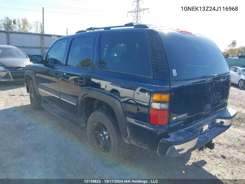 2004 Chevrolet Tahoe Ls VIN: 1GNEK13Z24J116968 Lot: 12130622