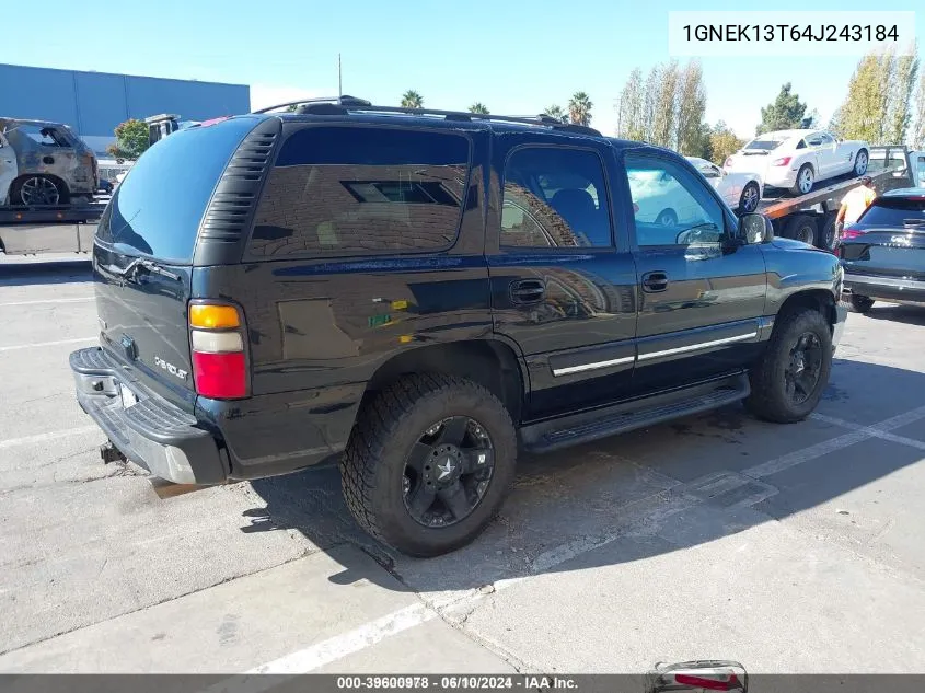 2004 Chevrolet Tahoe Lt VIN: 1GNEK13T64J243184 Lot: 39600978