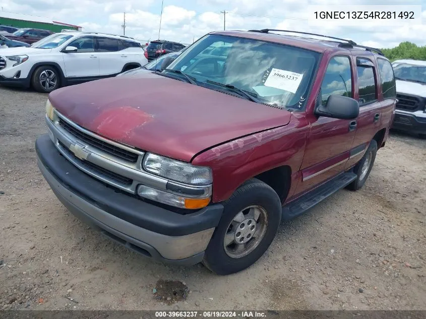 2004 Chevrolet Tahoe Ls VIN: 1GNEC13Z54R281492 Lot: 39663237