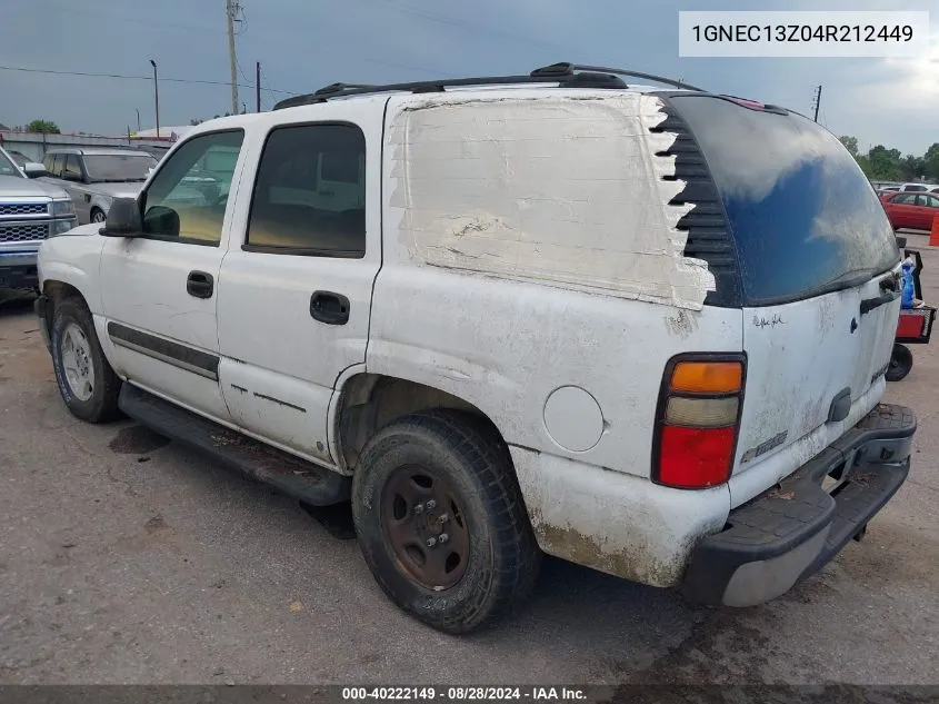 2004 Chevrolet Tahoe Ls VIN: 1GNEC13Z04R212449 Lot: 40222149