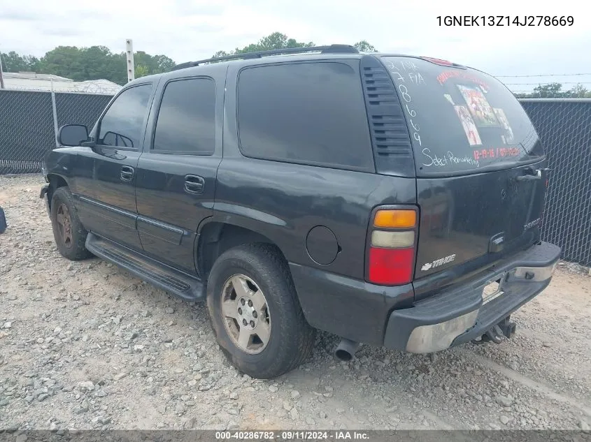 2004 Chevrolet Tahoe Ls VIN: 1GNEK13Z14J278669 Lot: 40286782