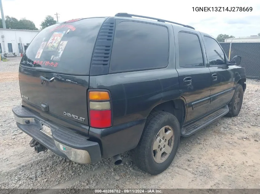 2004 Chevrolet Tahoe Ls VIN: 1GNEK13Z14J278669 Lot: 40286782