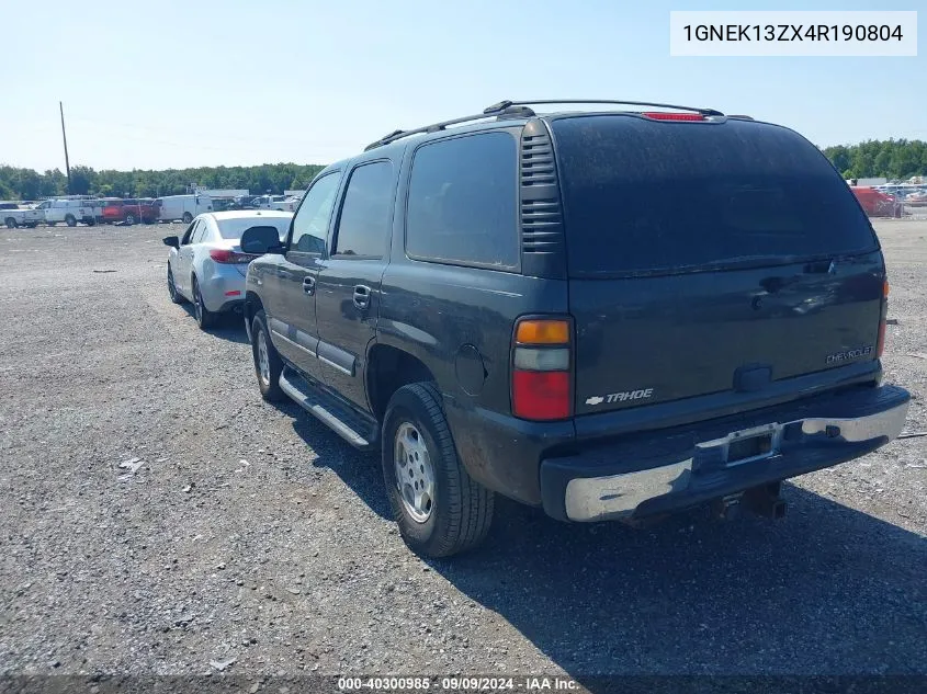 2004 Chevrolet Tahoe Ls VIN: 1GNEK13ZX4R190804 Lot: 40300985