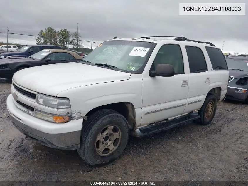 1GNEK13Z84J108003 2004 Chevrolet Tahoe Lt