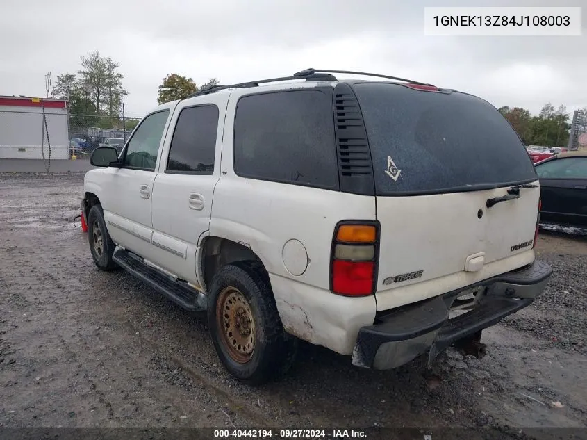 2004 Chevrolet Tahoe Lt VIN: 1GNEK13Z84J108003 Lot: 40442194