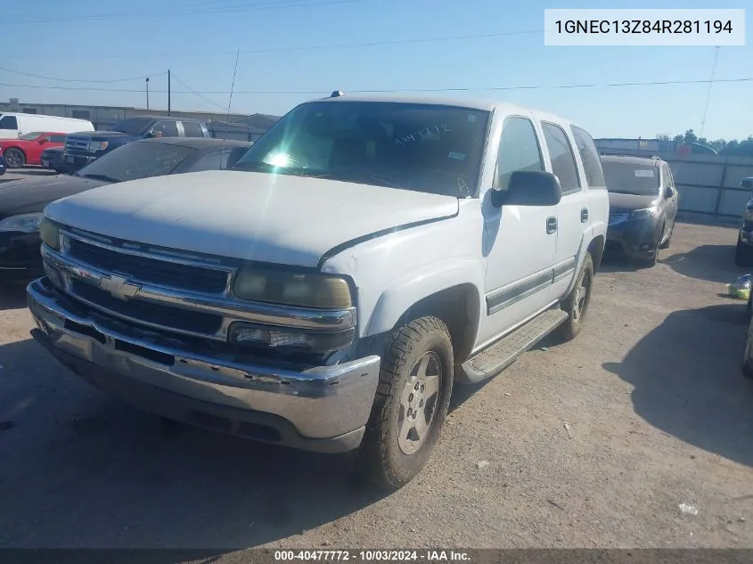 2004 Chevrolet Tahoe Ls VIN: 1GNEC13Z84R281194 Lot: 40477772