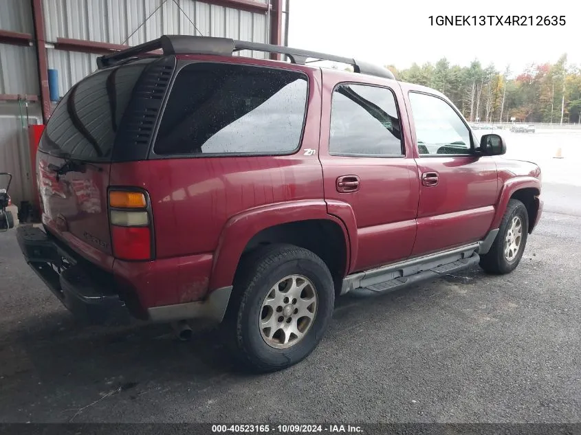 2004 Chevrolet Tahoe K1500 VIN: 1GNEK13TX4R212635 Lot: 40523165