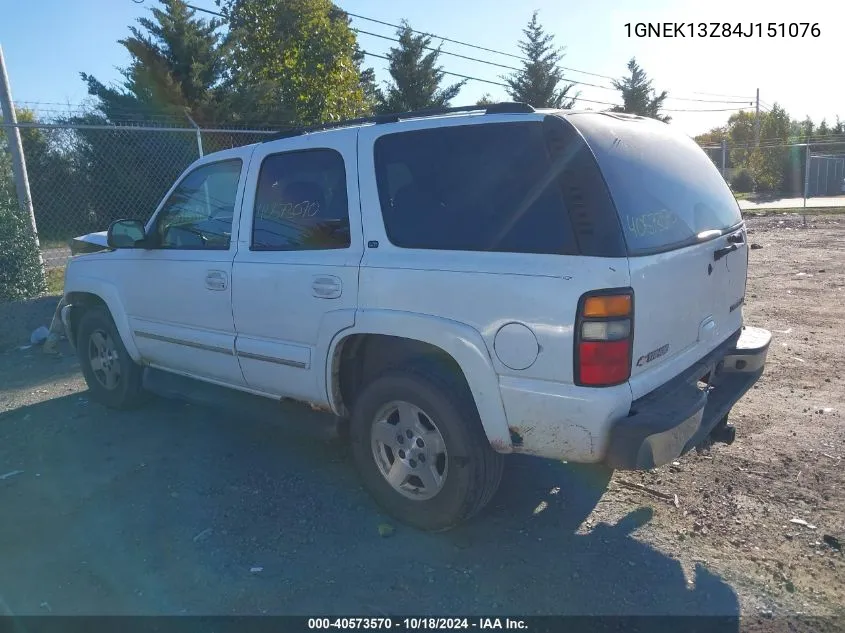 2004 Chevrolet Tahoe Lt VIN: 1GNEK13Z84J151076 Lot: 40573570