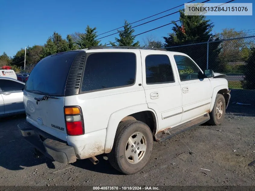 2004 Chevrolet Tahoe Lt VIN: 1GNEK13Z84J151076 Lot: 40573570